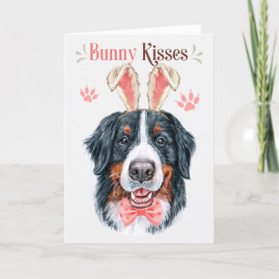 Bernese Mountain Hund i Bunny Öron Påsk Helgkort