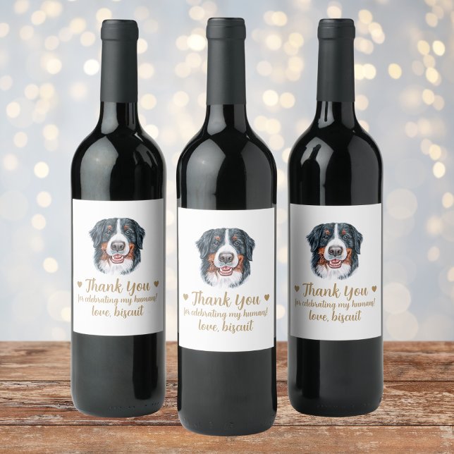 Bernese Mountain Hund I Do Bröllop Vin-etikett Vinflaska Etikett (Skapare uppladdad)