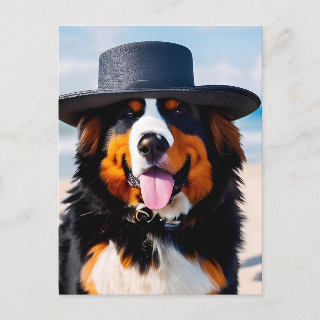 Bernese Mountain Hund i Hat Vykort (Framsida)