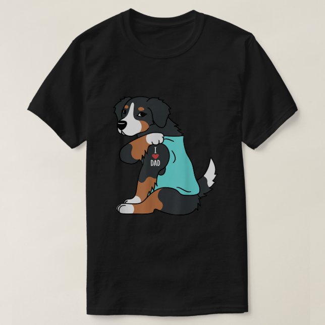 Bernese Mountain Hund I Kärlek Pappa Rolig hund T Shirt (Design framsida)