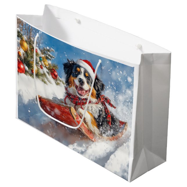 Bernese Mountain Hund i Sledge jul (Framsidan Vinklad)