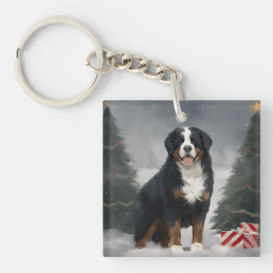 Bernese Mountain Hund i Snö jul