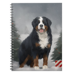 Bernese Mountain Hund i Snö jul Anteckningsbok