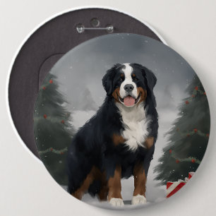 Bernese Mountain Hund i Snö jul Knapp