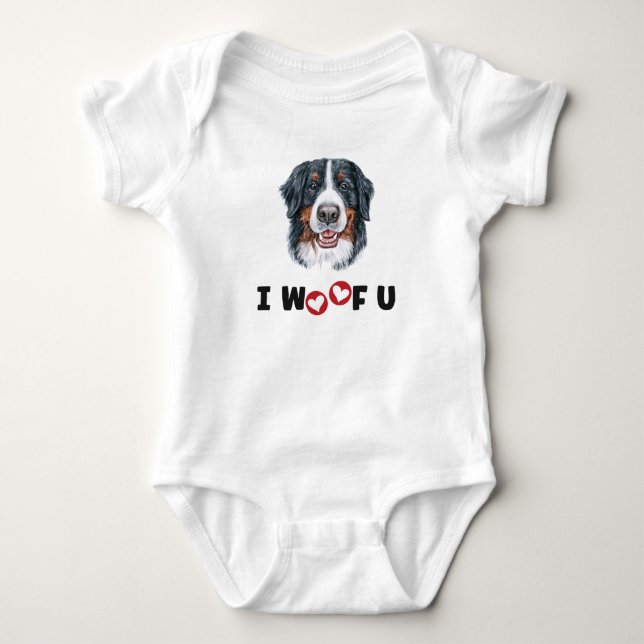 Bernese Mountain Hund I Woof You T Shirt (Framsida)