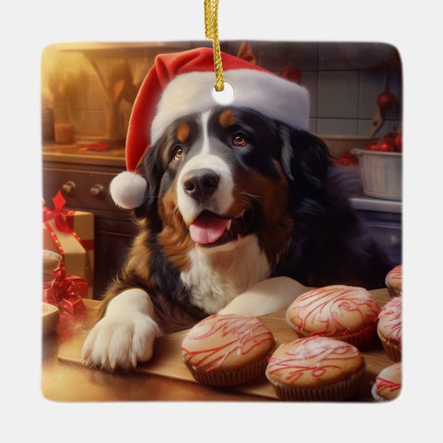 Bernese Mountain Hund jul Cookies Helgdag Julgransprydnad Keramik (Framsida)