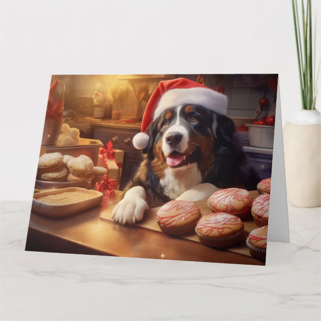 Bernese Mountain Hund jul Cookies Helgdag Kort (Framsida)