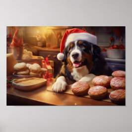 Bernese Mountain Hund jul Cookies Helgdag Poster