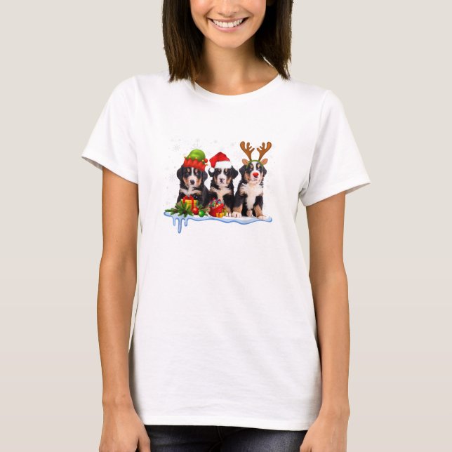 Bernese Mountain Hund Jul Cute T Shirt (Framsida)