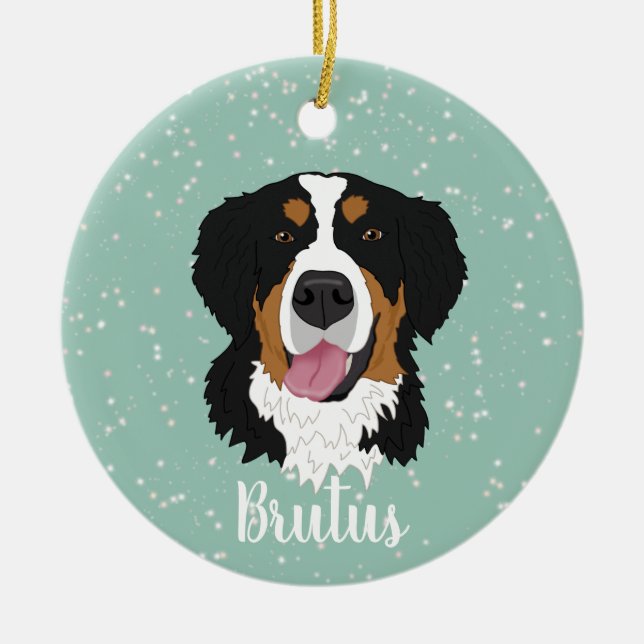 Bernese Mountain Hund jul Julgransprydnad Keramik (Framsidan)