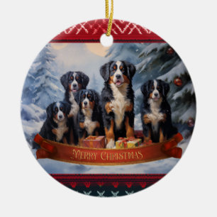 Bernese Mountain Hund jul Julgransprydnad Keramik