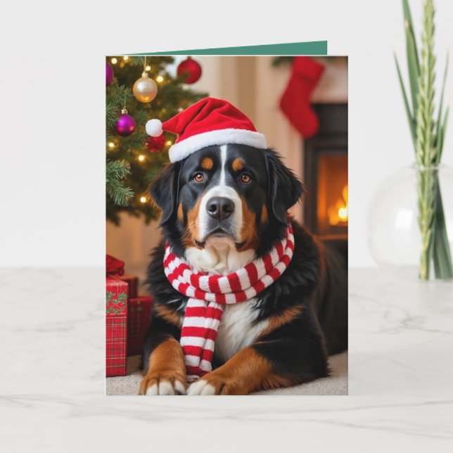 Bernese Mountain Hund jul Kort (Framsida)