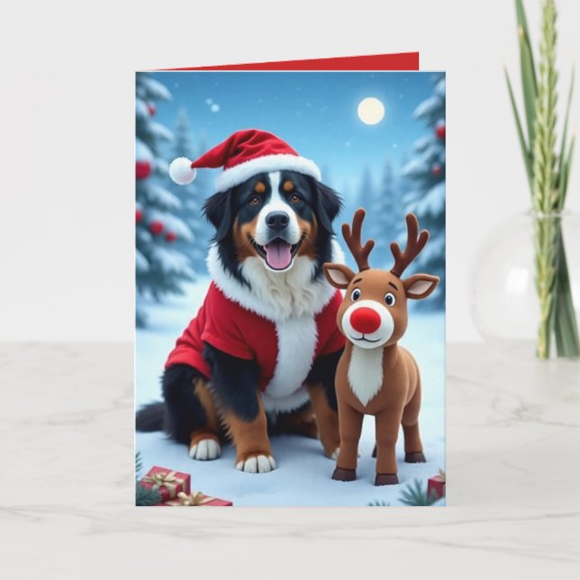 Bernese Mountain Hund jul Kort (Framsida)