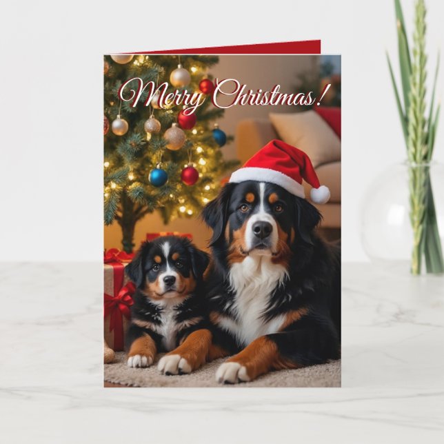 Bernese Mountain Hund jul Kort (Framsida)