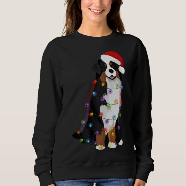 Bernese Mountain Hund jul Ljus Julafton Hund Lov T Shirt (Framsida)