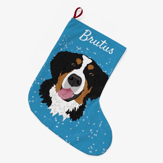 Bernese Mountain Hund jul Stor Julstrumpa (Framsidan (Hängande))