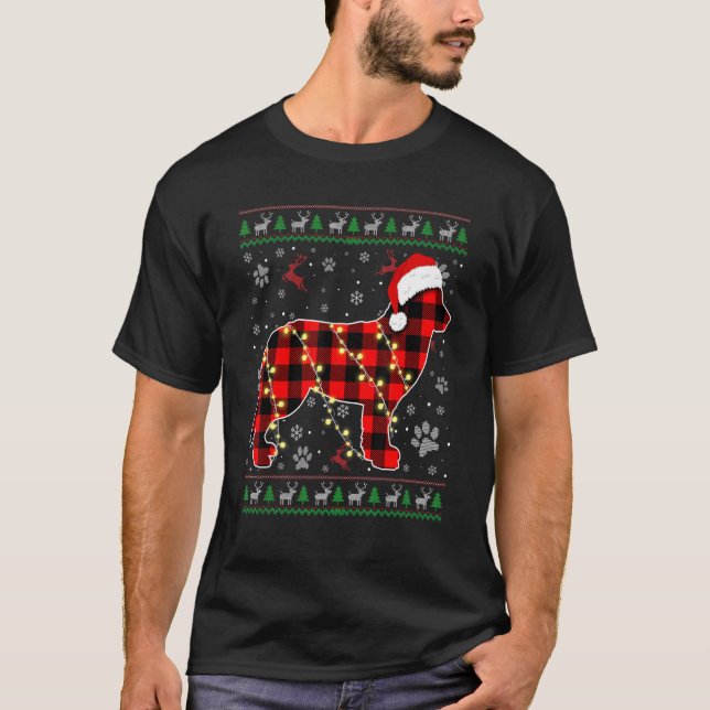 Bernese Mountain Hund Julafton Santa Hat Ugly jul T Shirt (Framsida)
