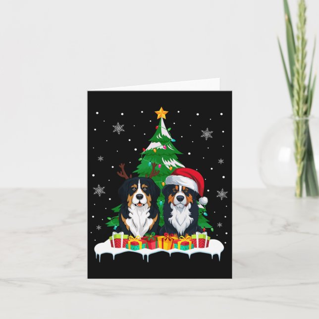 Bernese Mountain Hund Julgran Ljus Santa R Kort (Framsida)