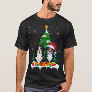Bernese Mountain Hund Julgran Ljus Santa T Shirt