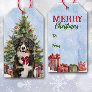 Bernese Mountain Hund Julgran Presentetikett