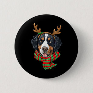 Bernese Mountain Hund julrener Santa Hat Knapp