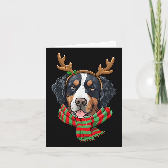 Bernese Mountain Hund julrener Santa Hat Kort (Framsida)
