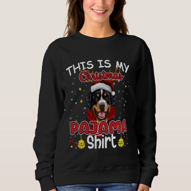 Bernese Mountain Hund julrener Santa X-morsa T Shirt (Framsida)