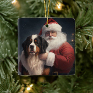 Bernese Mountain Hund Jultomten juljul Julgransprydnad Keramik