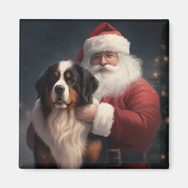 Bernese Mountain Hund Jultomten juljul Magnet (Framsidan)