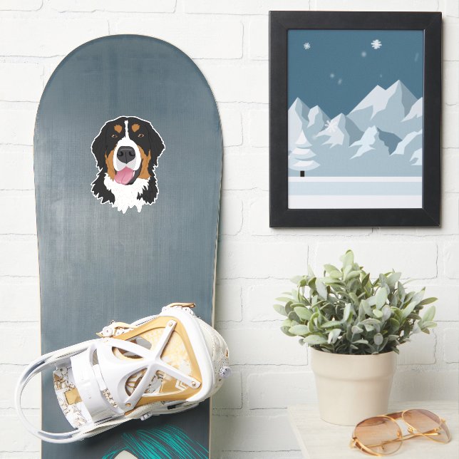 Bernese Mountain Hund Klistermärken (Snowboard)