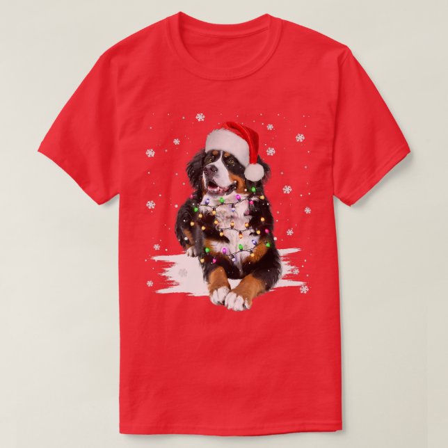 Bernese Mountain Hund Ljus Julmatchning Fam T Shirt (Design framsida)