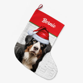 Bernese Mountain Hund med Hund Namn Stor Julstrumpa