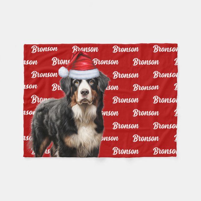 Bernese Mountain Hund med Namn jul-Helgdag Fleecefilt (Framsidan (Horisontell))