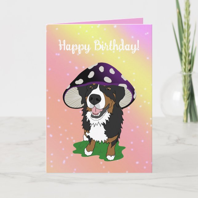 Bernese Mountain Hund Mushroom Cap Tack Kort (Framsida)