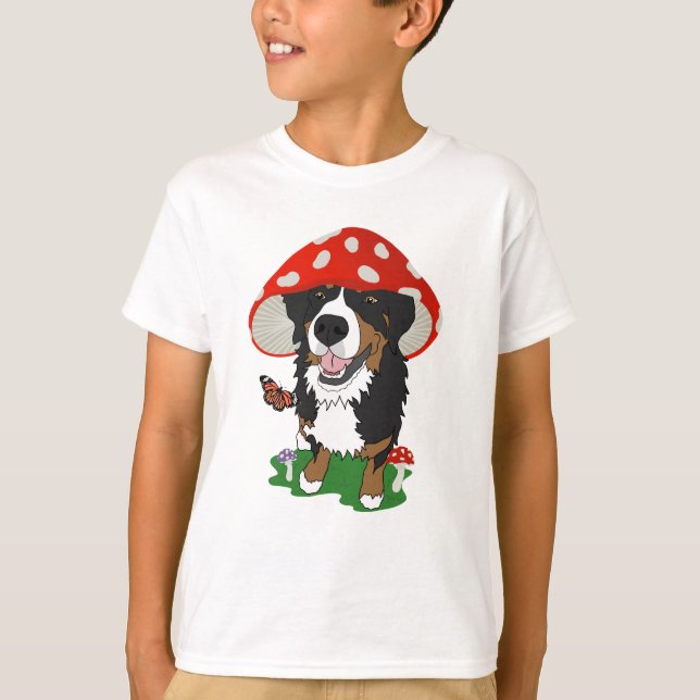Bernese Mountain Hund Mushroom T Shirt (Framsida)