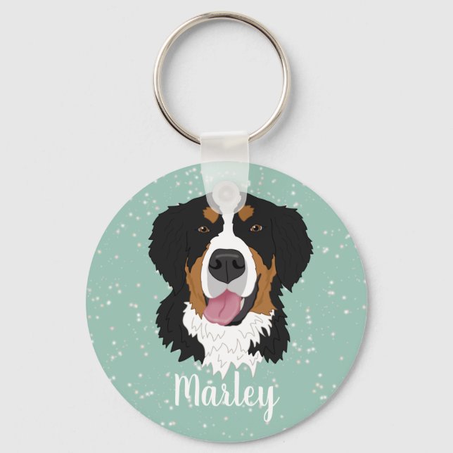 Bernese Mountain Hund Nyckelring (Framsida)