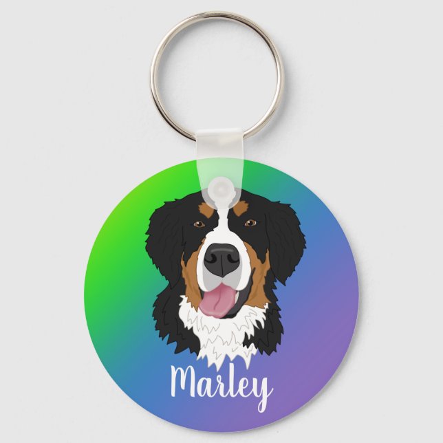 Bernese Mountain Hund Nyckelring (Framsida)