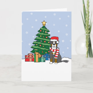 Bernese Mountain Hund och Julgran Helgkort
