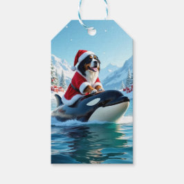 Bernese Mountain Hund och Orca Jul Presentetikett