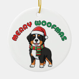 Bernese Mountain Hund Ornament: Merry Woofmas Julgransprydnad Keramik