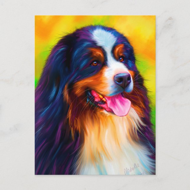 Bernese Mountain Hund Painting - Heidi Vykort (Framsida)