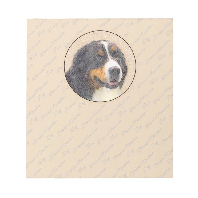 Bernese Mountain Hund Painting - Original Hund Art Anteckningsblock (Framsida)