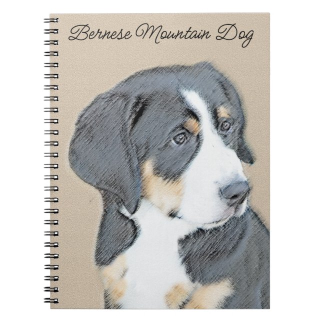 Bernese Mountain Hund Painting - Original Hund Art Anteckningsbok (Framsidan)