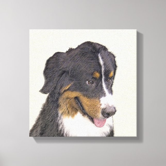 Bernese Mountain Hund Painting - Original Hund Art Canvastryck (Framsida)