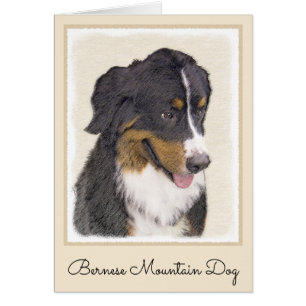 Bernese Mountain Hund Painting - Original Hund Art Hälsningskort