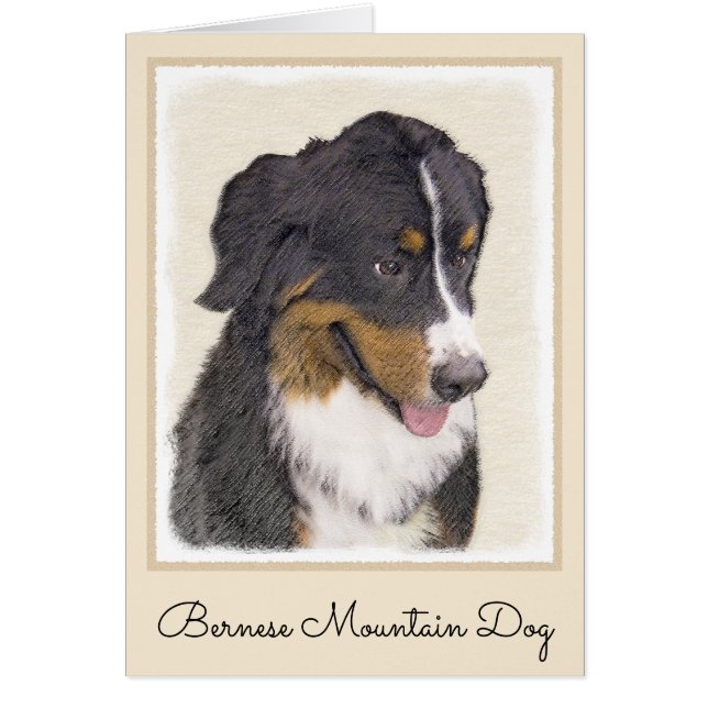 Bernese Mountain Hund Painting - Original Hund Art Hälsningskort (Framsidan)