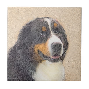 Bernese Mountain Hund Painting - Original Hund Art Kakelplatta