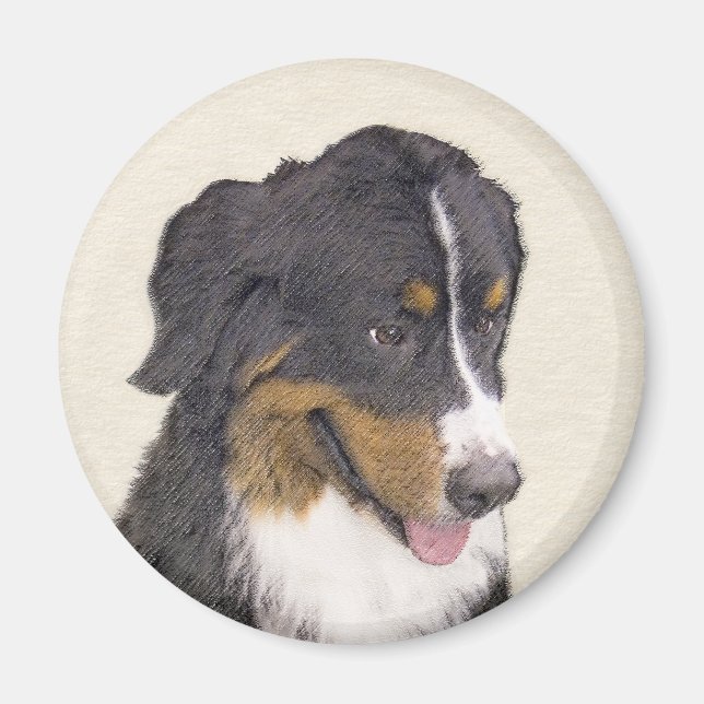 Bernese Mountain Hund Painting - Original Hund Art Magnet (Framsidan)