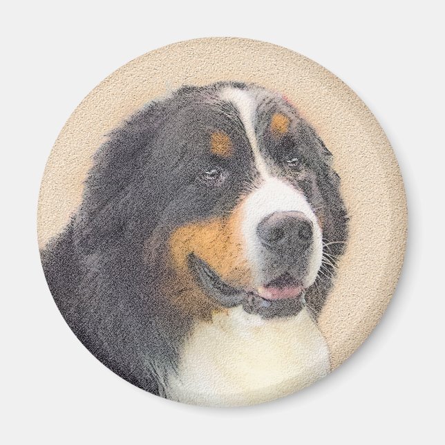 Bernese Mountain Hund Painting - Original Hund Art Magnet (Framsidan)