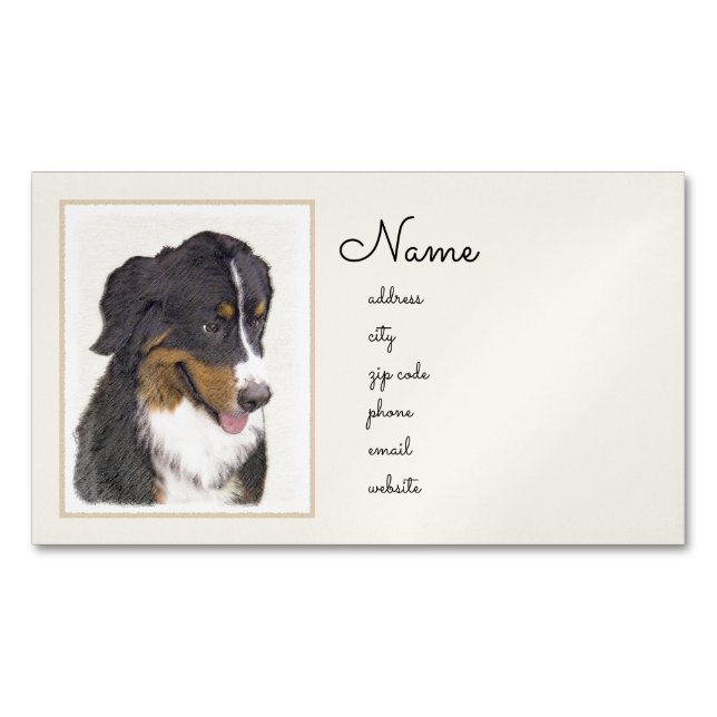 Bernese Mountain Hund Painting - Original Hund Art Magnetiska Visitkort (Framsida)